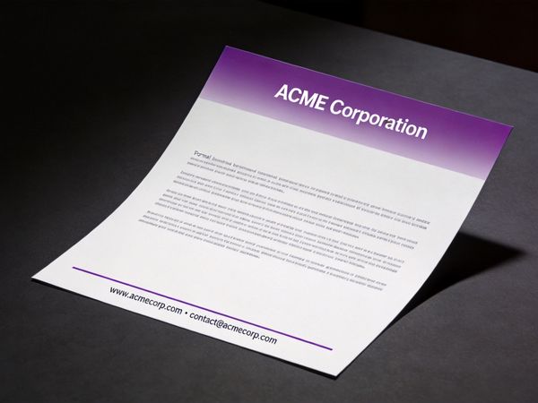 Professional letterhead mockup with branded header and footer