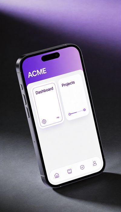 Mobile app mockup on iPhone with brand dashboard interface